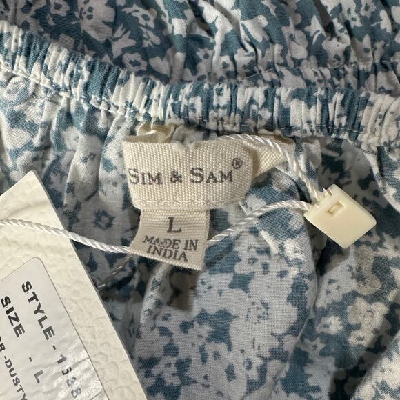 Sim & Sam Large Ditsy Peasant Top Floral Off-Shoulder Puff Sleeves Stretch Multi - Picture 7 of 10